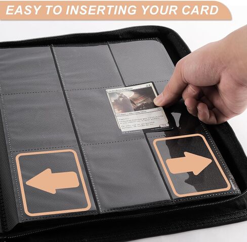حافظة بطاقات لبطاقات التداول ذات 9 جيوب، حافظة بطاقات TiopLior Zip MTG مع جيب تحميل جانبي 432، ألبوم بطاقات مناسب لبطاقة كرة القدم الرياضية لكرة القدم البيسبول TCG، سهلة الإدخال لمجموعة البطاقات باللون الأسود in Kuwait