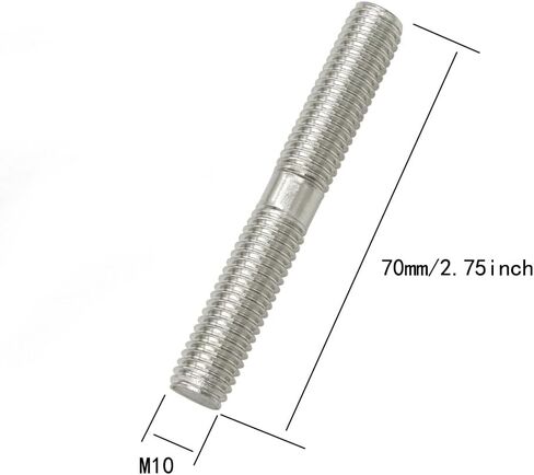 10 Pieces M10 304 Stainless Steel Double End Threaded Studs Screws Bolts (M10x70mm) in Saudi Arabia