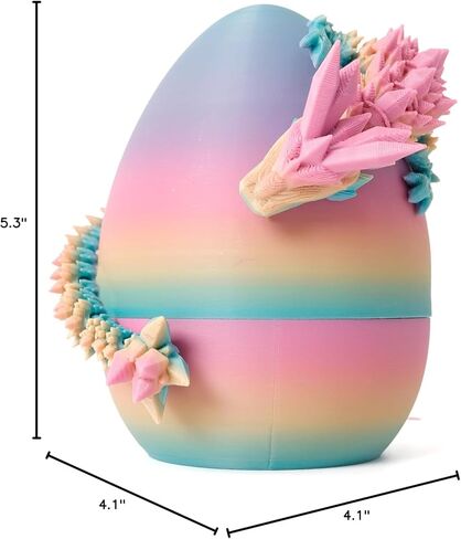 بيضة تنين فلافيري، بيضة ناعمة بألوان قوس قزح مع تنين ملون بالداخل، هدية مطبوعة ثلاثية الأبعاد، لعبة فيدجيت، ديكور تمثال، هدية عيد ميلاد (تنين 12 بوصة) in Kuwait