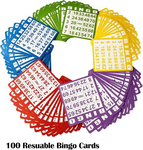 Yuanhe Jumbo Bingo Game Set - 11" Metal Round Cage, 75 Colored Bingo Balls, 100 Bingo Cards, 500 Mixed Chips and Master Board for Large Groups, Parties in Saudi Arabia