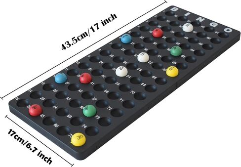 Yuanhe Jumbo Bingo Game Set - 11" Metal Round Cage, 75 Colored Bingo Balls, 100 Bingo Cards, 500 Mixed Chips and Master Board for Large Groups, Parties in Saudi Arabia