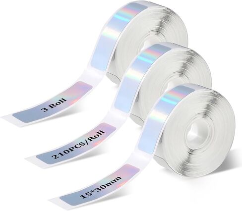 Giantree 3 Rolls D30 Adhesive Reflective Label Maker Tape, Thermal Label Printing Paper Household Storage Labels Tape for Christmas Home Office School Organization Gift for Decoration (12mmx40mm) in Saudi Arabia