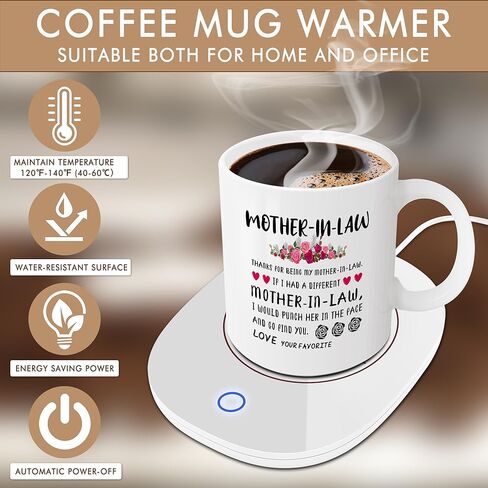 هدايا للأم الكلبة للنساء - هدايا عيد الأم للكلاب، مجموعة رائعة لتدفئة الأكواب - هدايا عيد الميلاد للأم الكلبة، قاعدة ترموستات ذكية لتدفئة المشروبات مع كوب، سخان المشروبات يحافظ على درجة الحرارة 120 درجة فهرنهايت - 140 درجة فهرنهايت in Kuwait