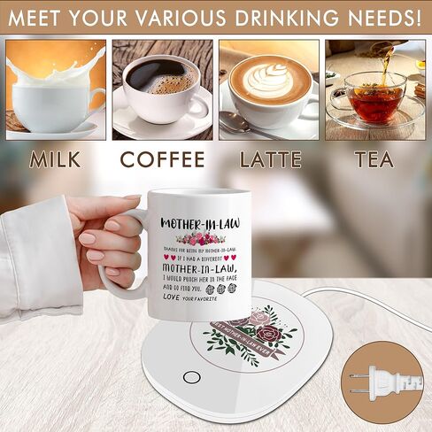 هدايا للأم الكلبة للنساء - هدايا عيد الأم للكلاب، مجموعة رائعة لتدفئة الأكواب - هدايا عيد الميلاد للأم الكلبة، قاعدة ترموستات ذكية لتدفئة المشروبات مع كوب، سخان المشروبات يحافظ على درجة الحرارة 120 درجة فهرنهايت - 140 درجة فهرنهايت in Kuwait