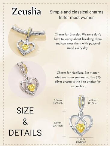 Heart Birthstone Charms for Bracelets, 925 Sterling Silver Women Bead Charms for Charm Bracelets Necklace, Mother's Day Birthday Anniversary Jewelry Gifts for Wife Mom Grandma Daughter in Kuwait