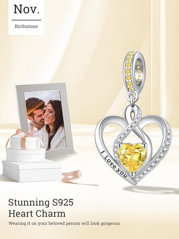 Heart Birthstone Charms for Bracelets, 925 Sterling Silver Women Bead Charms for Charm Bracelets Necklace, Mother's Day Birthday Anniversary Jewelry Gifts for Wife Mom Grandma Daughter in Kuwait