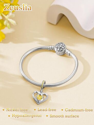 Heart Birthstone Charms for Bracelets, 925 Sterling Silver Women Bead Charms for Charm Bracelets Necklace, Mother's Day Birthday Anniversary Jewelry Gifts for Wife Mom Grandma Daughter in Kuwait