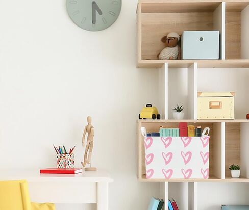 CLOCOR Rectangular Pink Heart Basket Empty, Storage Bin, Waterproof Book Box, Gift Basket(Pink Heart) in Saudi Arabia