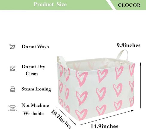 CLOCOR Rectangular Pink Heart Basket Empty, Storage Bin, Waterproof Book Box, Gift Basket(Pink Heart) in Saudi Arabia