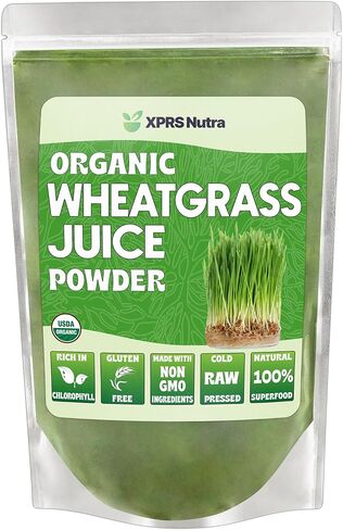 XPRS Nutra Organic Wheatgrass Juice Powder - Sustainably Grown - Instant Wheat Grass Juice Powder Made from Concentrated Juice - More Potent Than Organic Wheatgrass Powder - 8 Ounce in Saudi Arabia