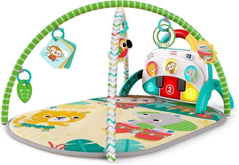 لعبة كرة اللعب برايت ستارتس 5 في 1 - سجادة اللعب الكبيرة تتحول إلى صالة ألعاب رياضية للأطفال حديثي الولادة إلى الأطفال الصغار - استوائية تمامًا (أخضر) in Kuwait