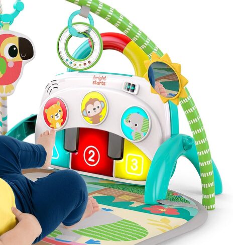 لعبة كرة اللعب برايت ستارتس 5 في 1 - سجادة اللعب الكبيرة تتحول إلى صالة ألعاب رياضية للأطفال حديثي الولادة إلى الأطفال الصغار - استوائية تمامًا (أخضر) in Kuwait