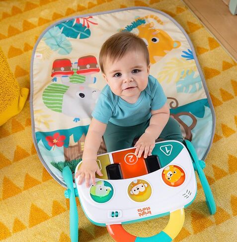 لعبة كرة اللعب برايت ستارتس 5 في 1 - سجادة اللعب الكبيرة تتحول إلى صالة ألعاب رياضية للأطفال حديثي الولادة إلى الأطفال الصغار - استوائية تمامًا (أخضر) in Kuwait