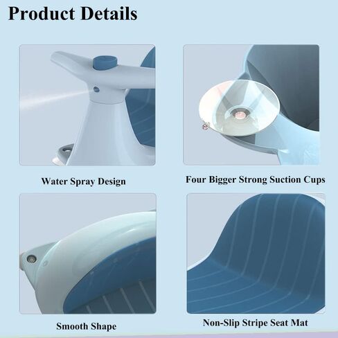 Kaptin Baby Bath Seat, Baby Bathtub Seat with Non-Slip Mat Suction Cups, Portable Baby Bath Chair in The Tub (Blue) in Kuwait