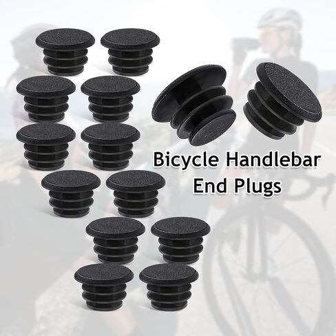 12 Pieces Handlebar Bar End Plugs Black Plastic Bike Handlebar Bar End Caps Bicycle Bar End Caps Bike Handlebar Plugs for Road Mountain Bike Most Bicycle Grip in Saudi Arabia