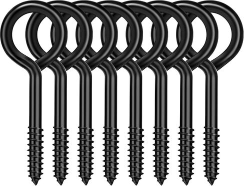 4PCS Eye Hooks Screw, 5 Inch Black Eye Hooks Screw Self Tapping Eye, Heavy Duty Eye Bolt for Wood Securing Cables Wire, Hanging for Indoor & Outdoor Use in Kuwait