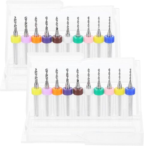 HARFINGTON 2 Set (20pcs) PCB Drill Bit Set 1/8" Shank 1.1mm-2.0mm Tungsten Carbide Micro Twist Drill Bits Tools for Print Circuit Board Jewelry Plastic Wood Soft Metal in Saudi Arabia