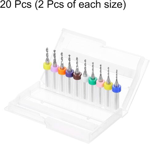 HARFINGTON 2 Set (20pcs) PCB Drill Bit Set 1/8" Shank 1.1mm-2.0mm Tungsten Carbide Micro Twist Drill Bits Tools for Print Circuit Board Jewelry Plastic Wood Soft Metal in Saudi Arabia