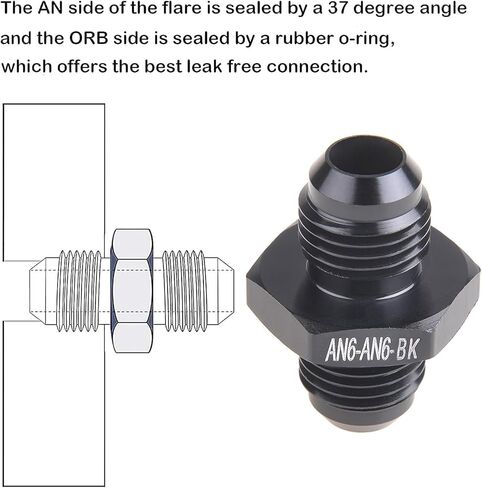 10AN ذكر إلى 10AN ذكر مضيئة الاتحاد المقرنة مستقيم خرطوم الوقود محول المناسب الأسود 2PCS (AN10-AN10-BK، 2PCS) in Kuwait