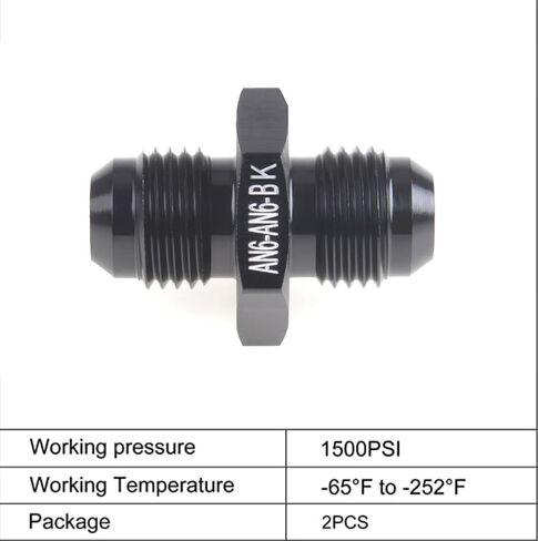 10AN ذكر إلى 10AN ذكر مضيئة الاتحاد المقرنة مستقيم خرطوم الوقود محول المناسب الأسود 2PCS (AN10-AN10-BK، 2PCS) in Kuwait
