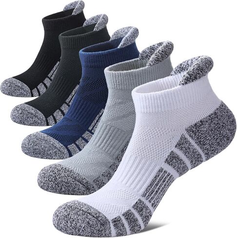 Women Ankle Socks Athletic Running Anti-blister Thick Cushioned Low Cut Sports Socks 5 Pairs in Saudi Arabia