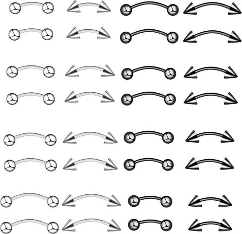 16-32Pcs 16G Titanium Steel Internal Thread Eyebrow Piercing Jewelry Curved Barbell Vertical Labret Lip Daith Rook Earrings Navel Belly Button Ring Piercing Jewelry 6mm/8mm/10mm/12mm in Saudi Arabia