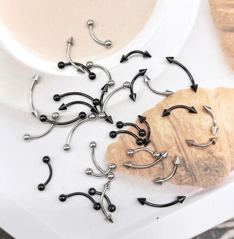 16-32Pcs 16G Titanium Steel Internal Thread Eyebrow Piercing Jewelry Curved Barbell Vertical Labret Lip Daith Rook Earrings Navel Belly Button Ring Piercing Jewelry 6mm/8mm/10mm/12mm in Saudi Arabia