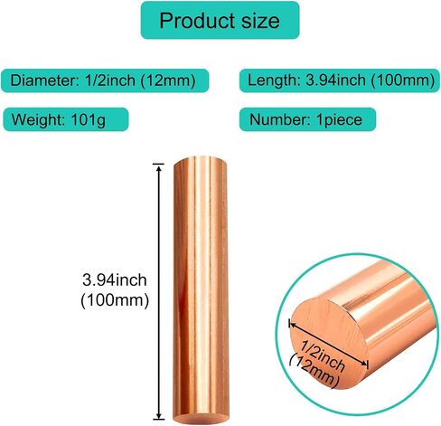 1pcs Pure Copper Round Rod 3/4inch Dia 3.94inch Length Bare Copper Metal Rod Solid Copper Rod Lathe Bar Stock for DIY Metal Crafts Metal Working Hobbies(100x20mm) in Kuwait
