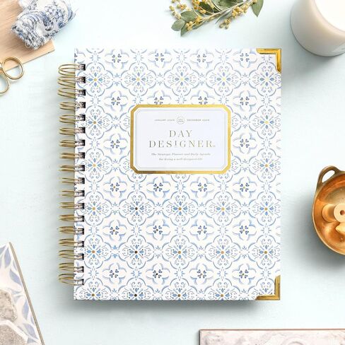 Day Designer 2025 Daily Planner – Premium Planner for Stylish Organization. Combines Monthly Calendar, Hourly Schedule, To-Do List, Gratitude, Goal Setting, Inspirational Quotes, Stickers & More. Elegant laminated Cover with Gold Accents (Black Stripe) in Saudi Arabia