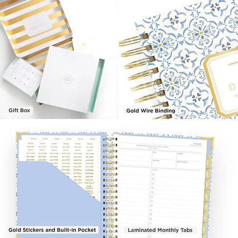 Day Designer 2025 Daily Planner – Premium Planner for Stylish Organization. Combines Monthly Calendar, Hourly Schedule, To-Do List, Gratitude, Goal Setting, Inspirational Quotes, Stickers & More. Elegant laminated Cover with Gold Accents (Black Stripe) in Saudi Arabia