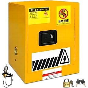 4 Gallon Metal Safety Storage Cabinet, Lockable Storage Cabinet for Flammable Liquid, Industrial Fireproof Cabinet for Dangerous Goods, Leakproof Anti-Static Dual Lock Double Layer in Saudi Arabia