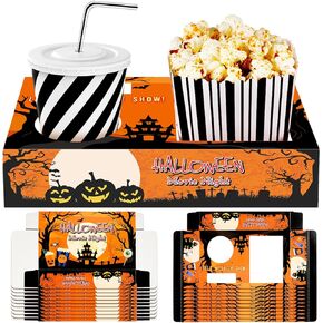 20 Pcs Christmas Party Supplies Movie Night Paper Snack Trays Popcorn Candy Holder Movie Theater Snack Boxes Cardboard Snack Holder Food Trays for Movie Party Concession Stand