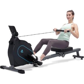 ECHANFIT Rowing Machine for Home Use - Rower with 16 Levels Adjustable Resistance, Ergonomic Seat, Tablet Holder, LCD Monitor and 350 LB Weight Capacity