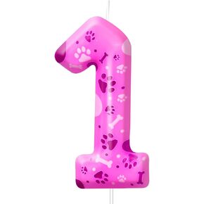 Number 2 Pink Purple Dog Paw Birthday Candles Birthday Cake Topper Pink Dog Paw Print Themed Numeral Birthday Candles for Boy Girl Dog Paw Birthday Decoration(Number 2, Pink,Purple)