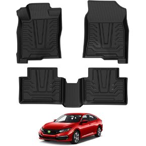 T TGBROS Floor Mats for Honda HR-V HRV 2023 2024 2025 (Include Hybrid), All Weather Floor Liners for Honda HRV Accessories, TPE Custom Fit Car Carpet Mats, 2 Rows Floor Liners Set, Non-Slip, Black