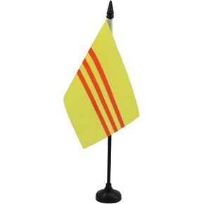 AZ FLAG South Vietnam Table Flag 4'' x 6'' - Vietnamese Desk Flag 15 x 10 cm - Black Plastic Stick and Base