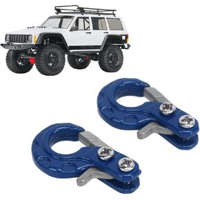 2Pcs RC Trailer Hook with Chain Aluminum Alloy Iron Simulation Climbing Car Tow Hook for 1/10 Scale Crawler Truck SCX10 D90 D110 TF2 Climbing Car RC Car Accessory(Black)