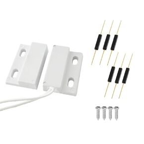 Magnetic Reed Switch,1pcs White Wired Magnetic Normally Open Cabinet Door Window Contact Sensor,Alarm Magnetic Switch with 6pcs NO Plastic Reed Switch