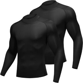 Men’s Compression Shirts Long Sleeve UPF 50+ Athletic Water Sports Base Layer Workout Undershirt Running Tops