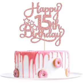 1 Pack Happy 8th Birthday Cake Topper Rose Gold Glitter 8th Birthday Cheers to 8 Years Old Birthday Cake Pick for Celebrating 8th Birthday Anniversary Party Cake Decorations Supplies