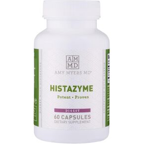 Histazyme from Amy Myers - Diamine Oxidase Dao Enzyme Supplement Histamine Blocker to Support Healthy Digestion & Food Derived Histamine Intolerance - Dietary Supplement 60 Capsules - 2 Months Supply