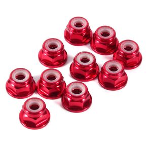 10PCS Flange M3 Lock Nuts Serrated Nylon Self-Tightening Hex Self Lock Nut CNC Aluminum Flanged Self Locking Metal Nuts Dark Red
