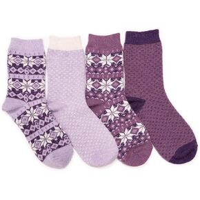 MUK LUKS Women's Holiday 4 Pair Pack Socks