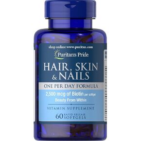 Puritan's Pride Hair Skin Nails One Per Day Formula60 Softgels, 60 Count (55554)