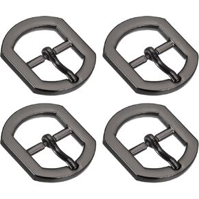 uxcell Metal Roller Buckles, 4Pcs Single Prong Belt Buckle Square Center Bar Buckles for Leather Craft Accessories,