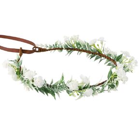 Handmade Flower Crown Fairy Green Leaf Headpiece Floral Headband for Bridal Weeding Elf Wreath Girls Headdress Cosplay Photo Prop(Blue Style)