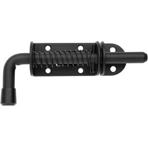 JQK Spring Loaded Latch Pin, 304 Stainless Steel Barrel Bolt Thickened 2mm Door Lock, 5 Inch Black (2 Pack), HSB300-BK-P2