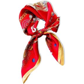 100% Mulberry Silk Neck Scarf - 27'' x 27'' Lightweight Neckerchief - Women Men Small Square Scarves Gift Packed