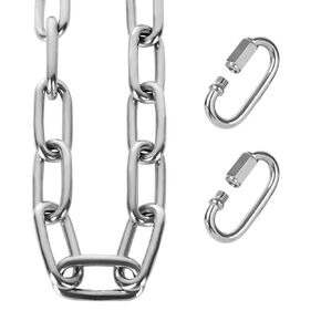 1/4" Hanging Link Chain, 6.56 Feet 304 Stainless Steel Link, 78.7 Inch Hanging Chains, 1300lb Capacity Heavy Duty Chains Hanging Kits for Swing Chairs, Hammocks, Rope, Punching Bags Outdoor/Indoor