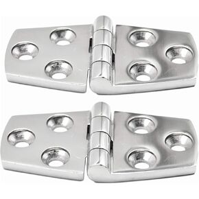 MARINE CITY Heavy Duty 316 Stainless Steel Polished Door Strap Hinges (1-1/2 × 3 Inches) for Boats – Kayaks – Yacht Doors – Peer Doors – Motor Box (Pack of 2)